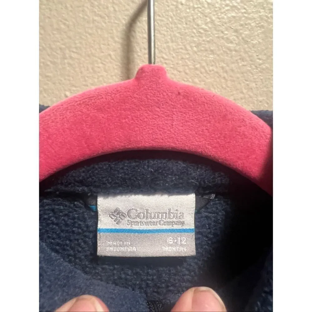Columbia 2 Tone Blue Full Zip Up Fleece Baby Size 6-12 Month Infant Fleece Zip U